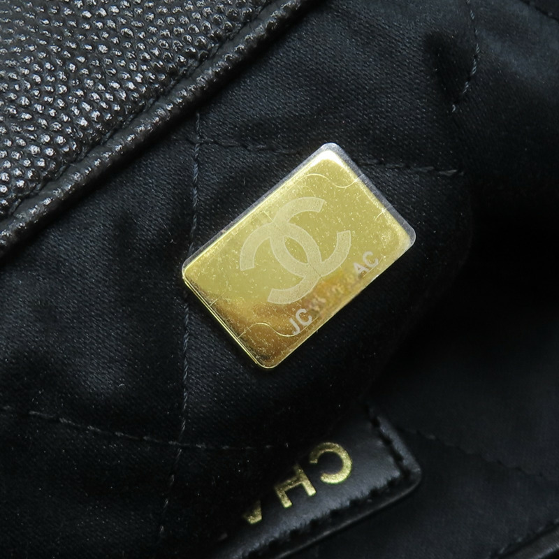 黑色 荔枝紋牛皮 22 後背包【CHANEL 香奈兒】 AS3859-8