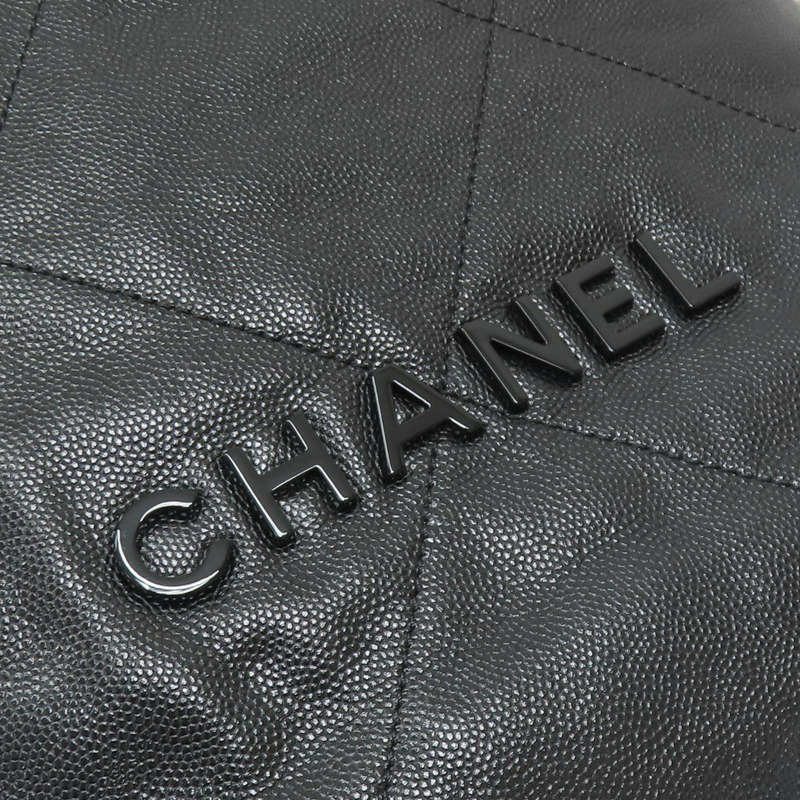 黑色 荔枝紋牛皮 22 後背包【CHANEL 香奈兒】 AS3859-9