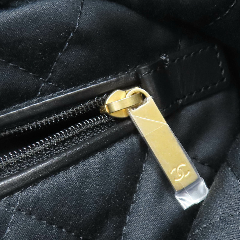 黑色 荔枝紋牛皮 22 後背包【CHANEL 香奈兒】 AS3859-10