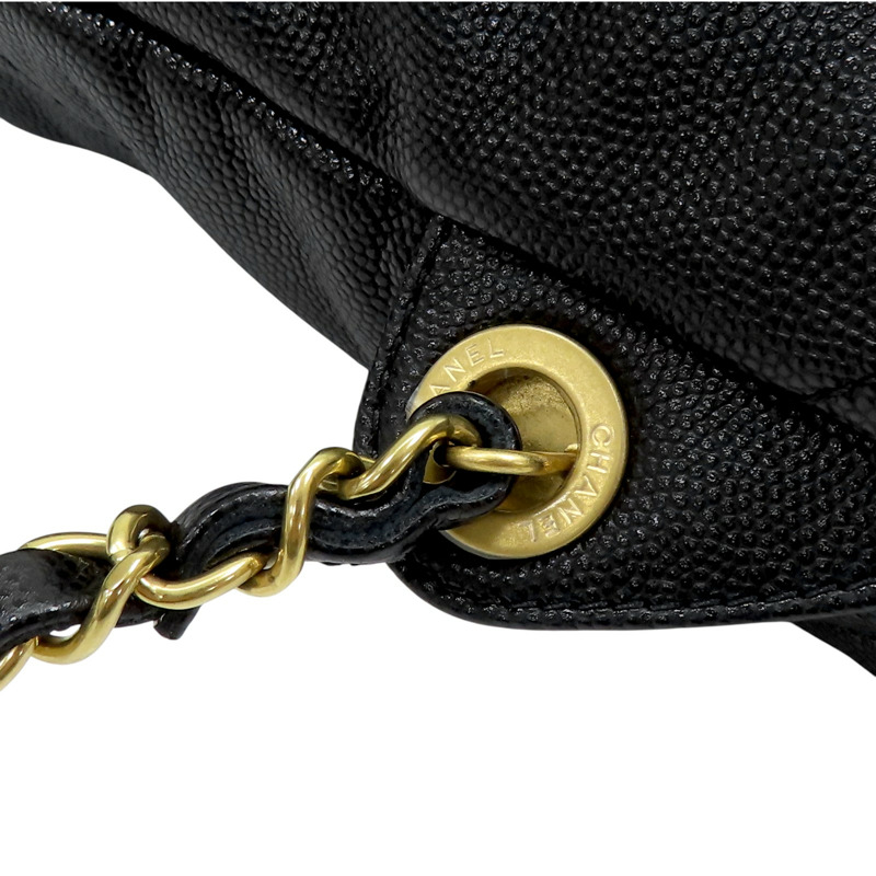 黑色 荔枝紋牛皮 22 後背包【CHANEL 香奈兒】 AS3859-11
