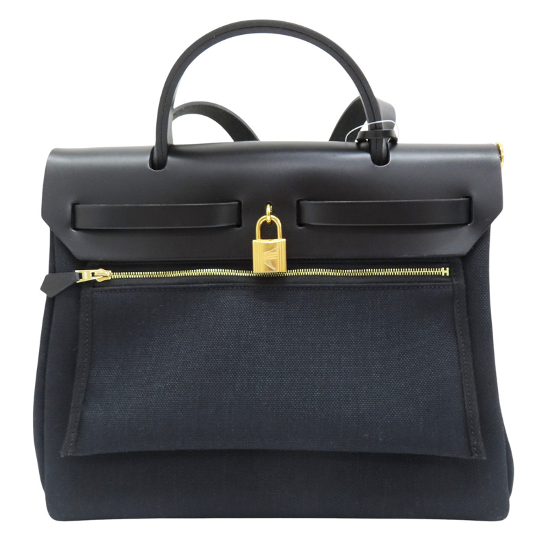 黑色 帆布 Herbag 31 兩用包 U刻【HERMES 愛馬仕】-1