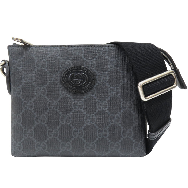 黑色 PVC塗層帆布 肩背包【GUCCI 古馳】 723306-0