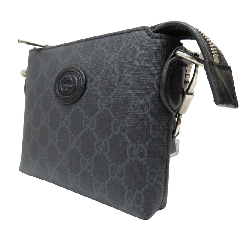 黑色 PVC塗層帆布 肩背包【GUCCI 古馳】 723306-2