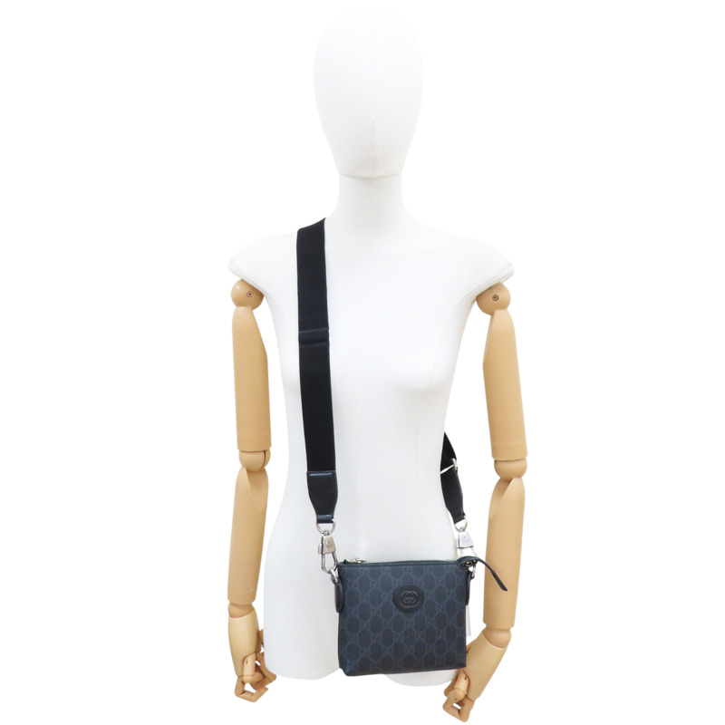 黑色 PVC塗層帆布 肩背包【GUCCI 古馳】 723306-7