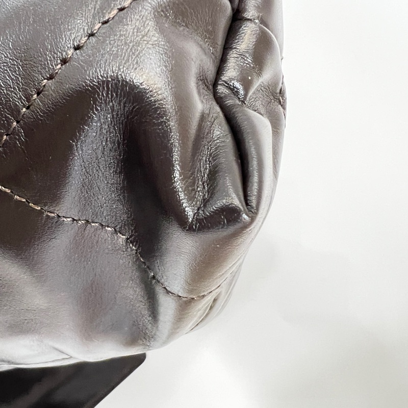 Chanel 摩卡色牛皮霧銀釦22小號肩背包-7