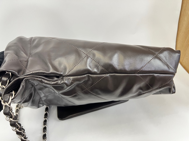 Chanel 摩卡色牛皮霧銀釦22小號肩背包-8