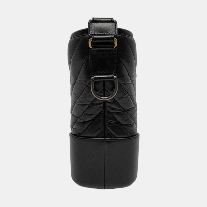 CHANEL GABRIELLE 中號 黑色牛皮絎縫V紋流浪包斜挎包單肩包 金色銀色釕色五金 29開-3