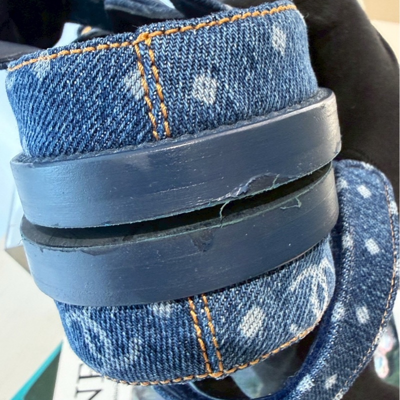 CHANEL 23C牛仔布魔術貼沙灘涼鞋 39.5號-8