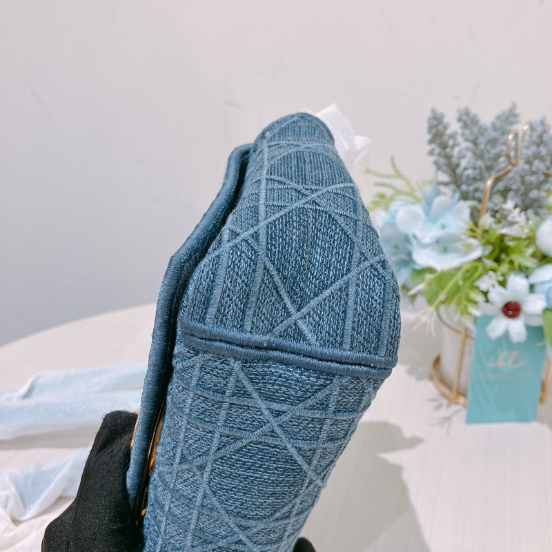 TK1866 Christian Dior 迪奧金釦鏈條牛仔斜背包Denim Caro Bag Blue X GHW-6