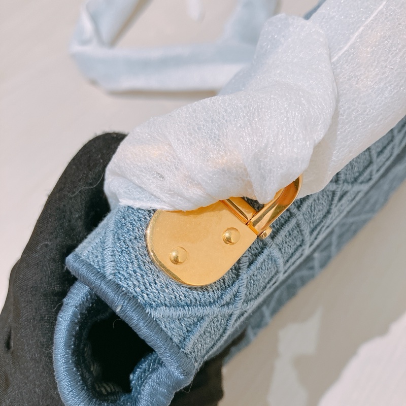TK1866 Christian Dior 迪奧金釦鏈條牛仔斜背包Denim Caro Bag Blue X GHW-24