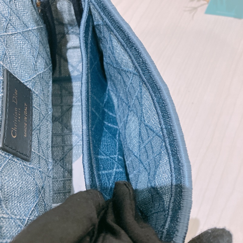 TK1866 Christian Dior 迪奧金釦鏈條牛仔斜背包Denim Caro Bag Blue X GHW-29