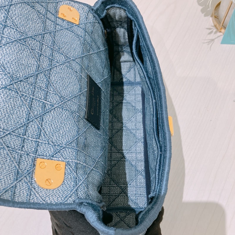 TK1866 Christian Dior 迪奧金釦鏈條牛仔斜背包Denim Caro Bag Blue X GHW-30