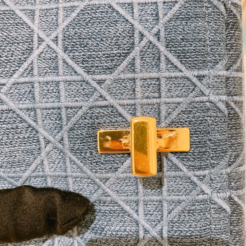 TK1866 Christian Dior 迪奧金釦鏈條牛仔斜背包Denim Caro Bag Blue X GHW-33