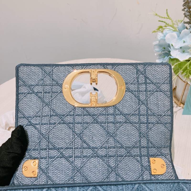 TK1866 Christian Dior 迪奧金釦鏈條牛仔斜背包Denim Caro Bag Blue X GHW-34