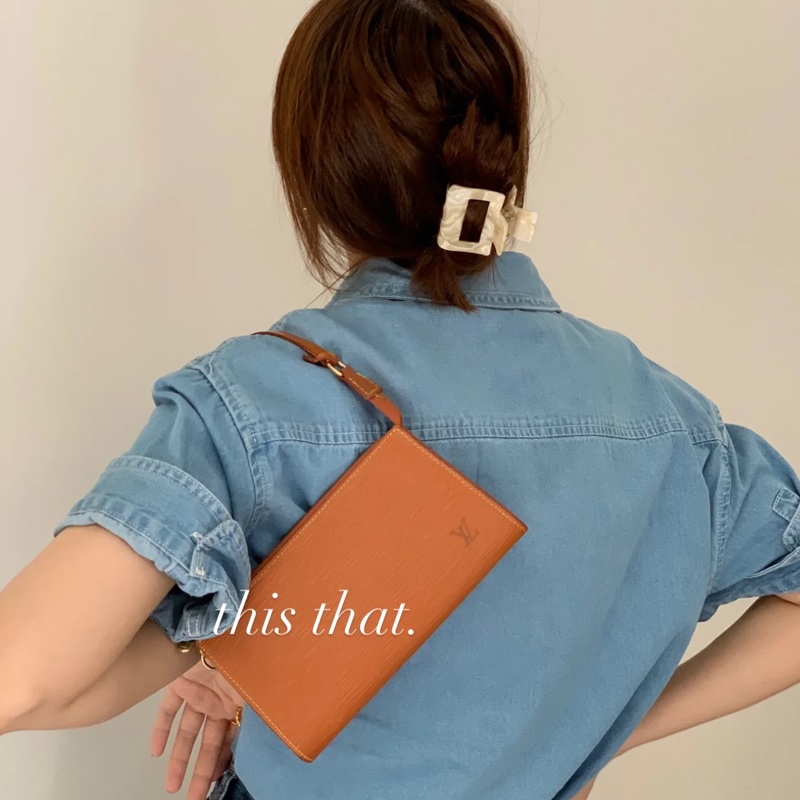 LV 路易威登 EPI 南瓜 水波紋 麻將包 腋下包 手提包 手挽包 手拿包-3