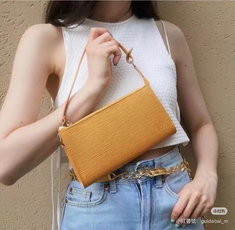 LV 路易威登 EPI 南瓜 水波紋 麻將包 腋下包 手提包 手挽包 手拿包-5