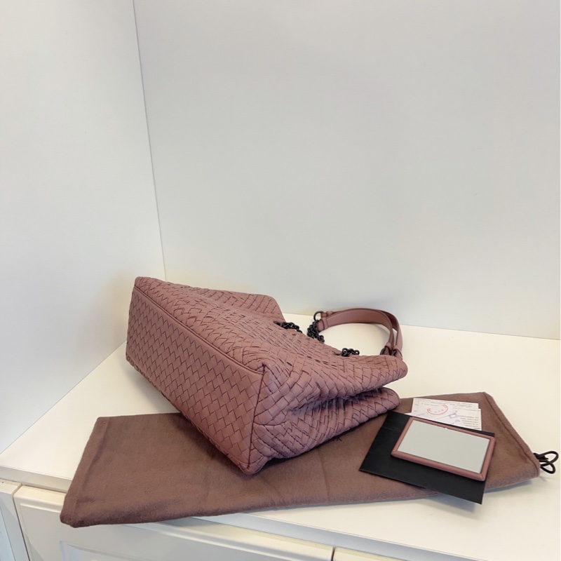 【99新🆕】BV 葆蝶家 藕粉色編織全皮鏈條tote 手提包托特包-5