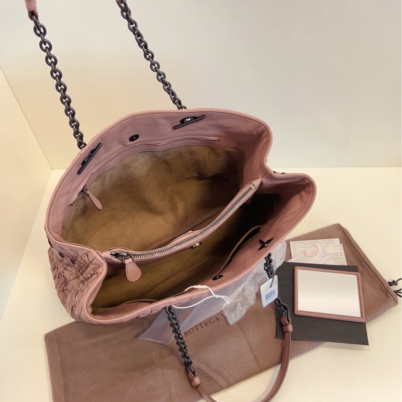 【99新🆕】BV 葆蝶家 藕粉色編織全皮鏈條tote 手提包托特包-6