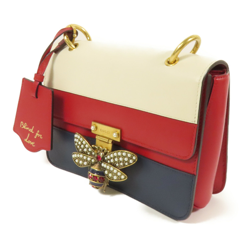 GUCCI 【激減優惠】牛皮皮革Queen Margaret Bee金扣肩背袋-2