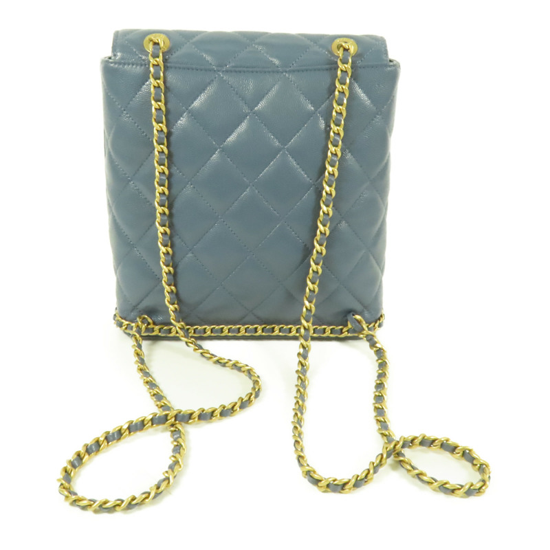 CHANEL 牛皮皮革Chain Backpack 23K金扣背包-1