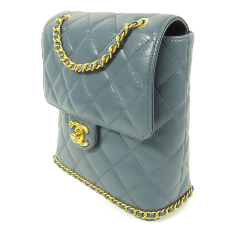 CHANEL 牛皮皮革Chain Backpack 23K金扣背包-2