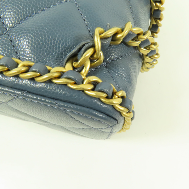 CHANEL 牛皮皮革Chain Backpack 23K金扣背包-14