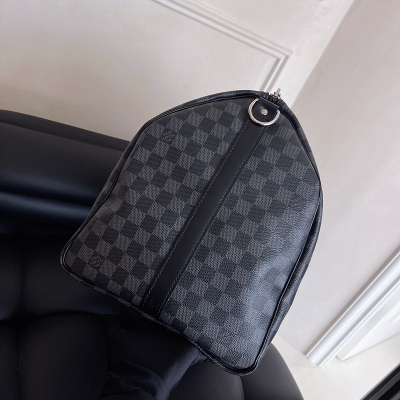 【全新品】芯片款 LV 路易威登 Louis Vuitton KEEPALL55 黑色棋盤格旅行袋-3