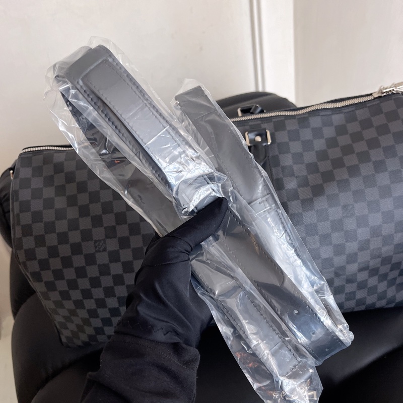 【全新品】芯片款 LV 路易威登 Louis Vuitton KEEPALL55 黑色棋盤格旅行袋-12