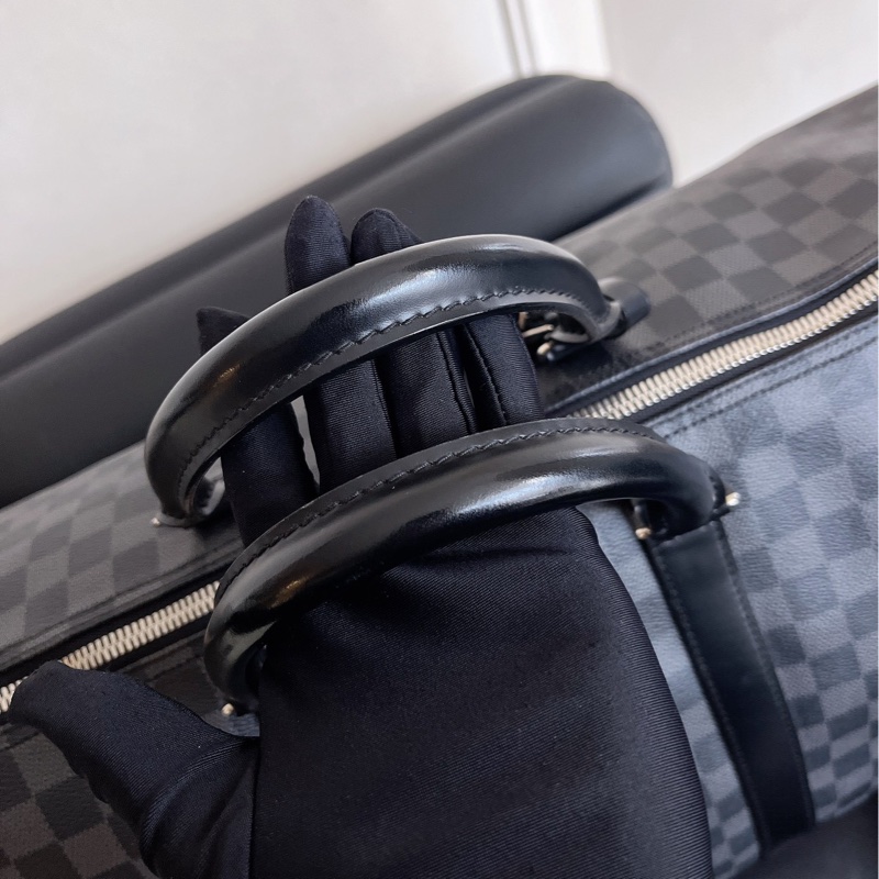 【全新品】芯片款 LV 路易威登 Louis Vuitton KEEPALL55 黑色棋盤格旅行袋-13