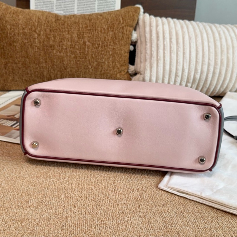 【近新閒置品】Dior 迪奧 櫻花粉錫器灰雙拼色牛皮VIP托特手提包-4