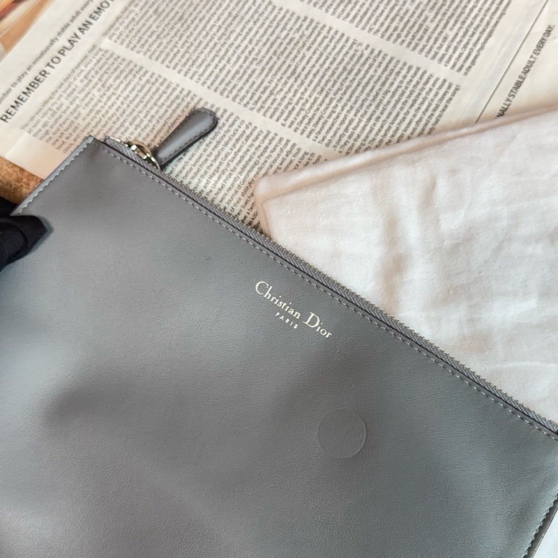 【近新閒置品】Dior 迪奧 櫻花粉錫器灰雙拼色牛皮VIP托特手提包-8