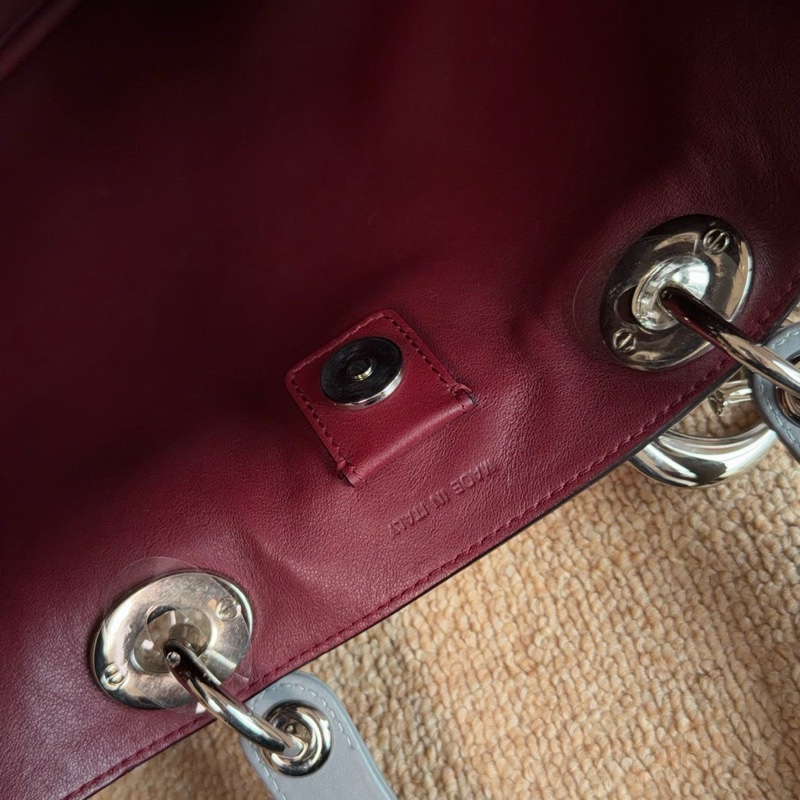 【近新閒置品】Dior 迪奧 櫻花粉錫器灰雙拼色牛皮VIP托特手提包-10