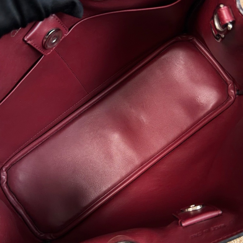 【近新閒置品】Dior 迪奧 櫻花粉錫器灰雙拼色牛皮VIP托特手提包-11