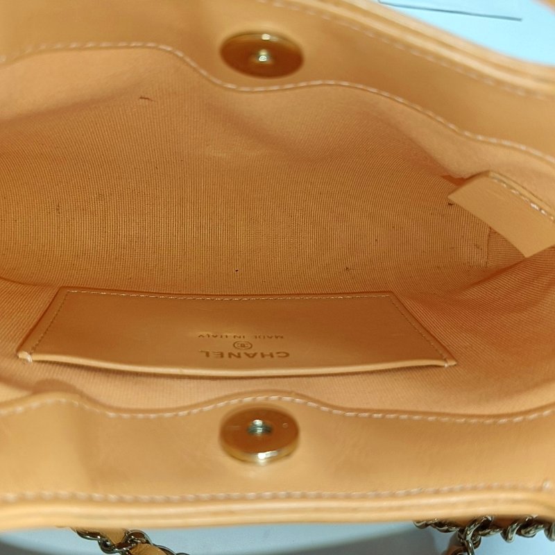 CHANEL 31 Nano 黃色 牛皮菱格紋絎縫單肩包斜挎包手提包 金色五金-6