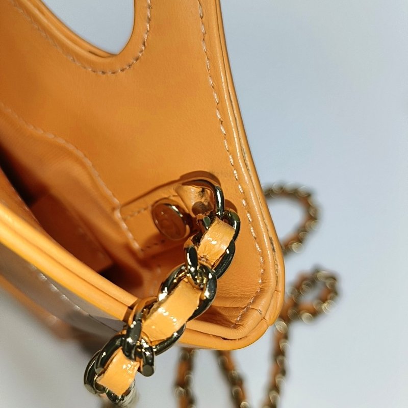 CHANEL 31 Nano 黃色 牛皮菱格紋絎縫單肩包斜挎包手提包 金色五金-9