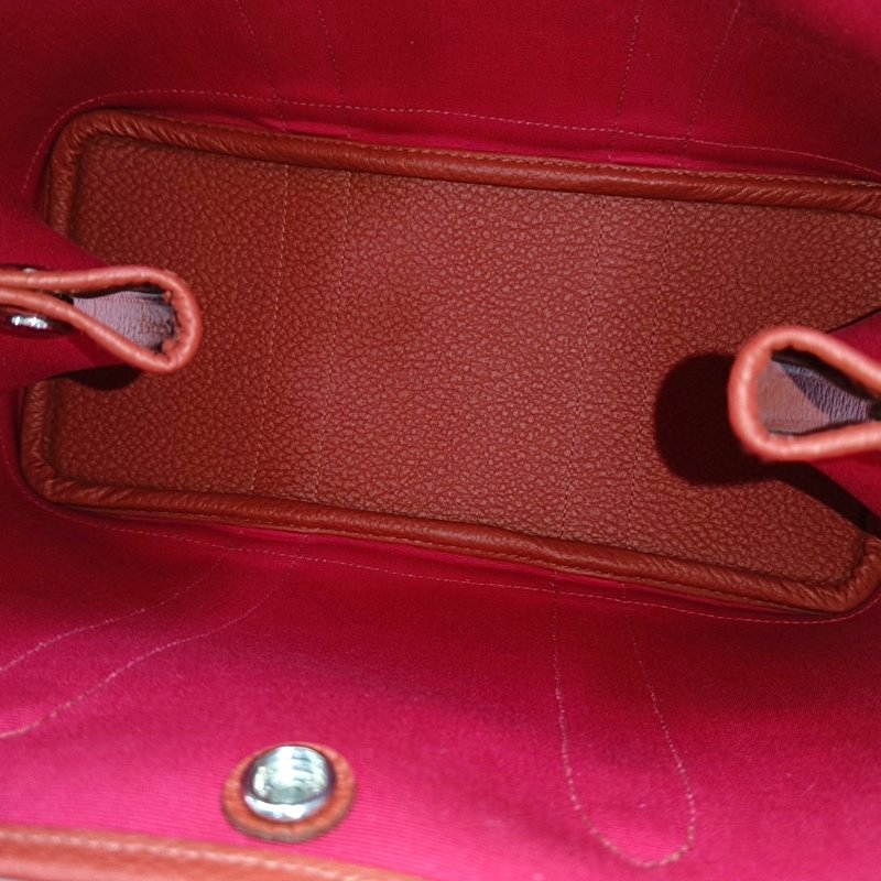 HERMÈS Garden Party 30硃砂紅帆布花園包手提包 銀色五金 Z刻 配件齊全 9.9新-6
