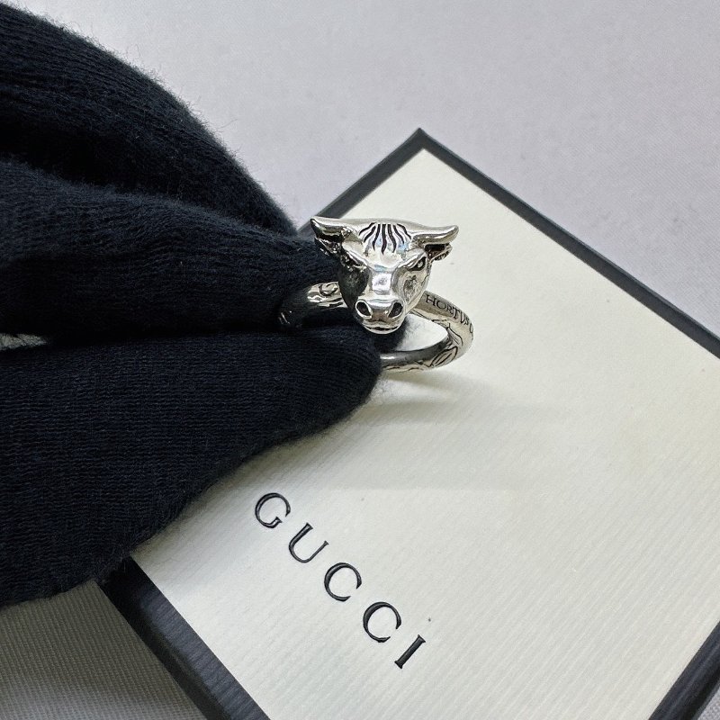 GUCCI Anger Forest純銀牛頭戒指-5