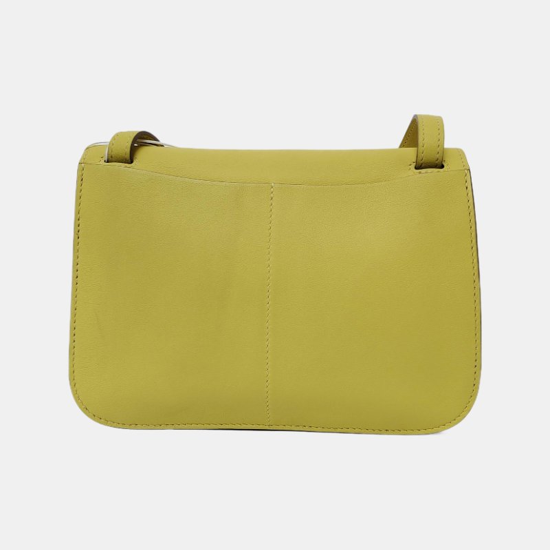 HERMÈS Halzan 迷你糖果黃Swift牛皮單肩包 銀色五金 A刻 可拆卸肩帶 9.9新-3