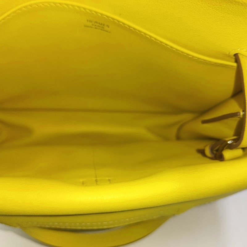 HERMÈS Halzan 迷你糖果黃Swift牛皮單肩包 銀色五金 A刻 可拆卸肩帶 9.9新-5