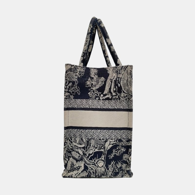 DIOR Book Tote 中號深藍色帆布刺繡提花手提包單肩包 9.8新-3