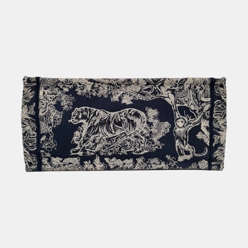 DIOR Book Tote 中號深藍色帆布刺繡提花手提包單肩包 9.8新-5