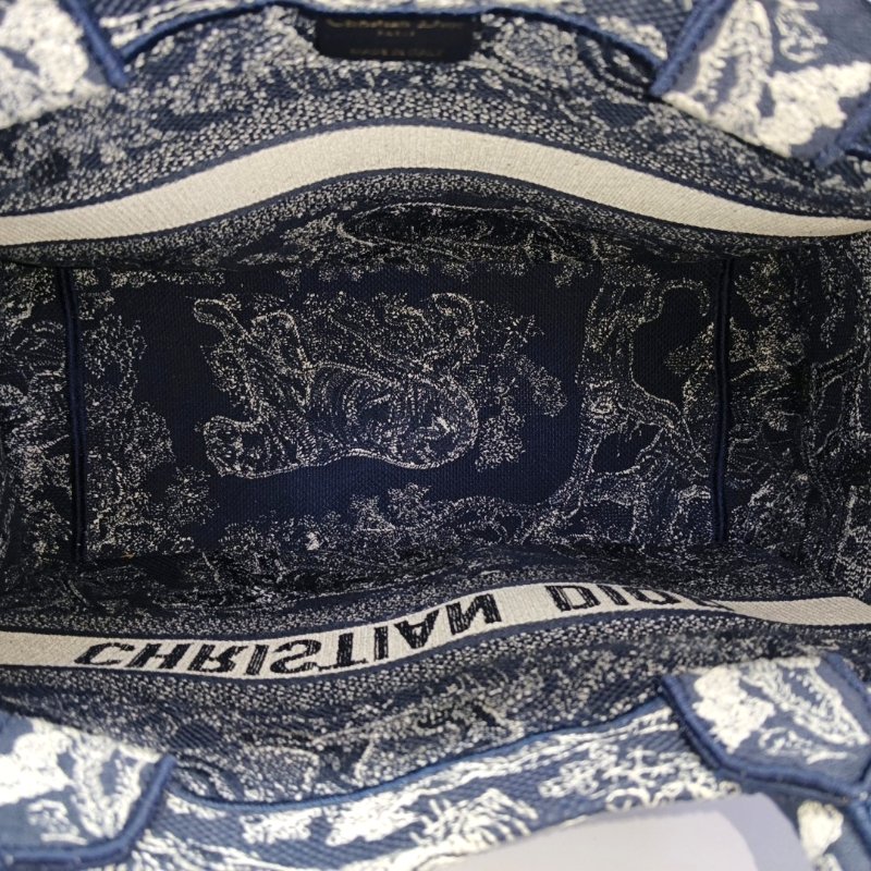 DIOR Book Tote 中號深藍色帆布刺繡提花手提包單肩包 9.8新-6