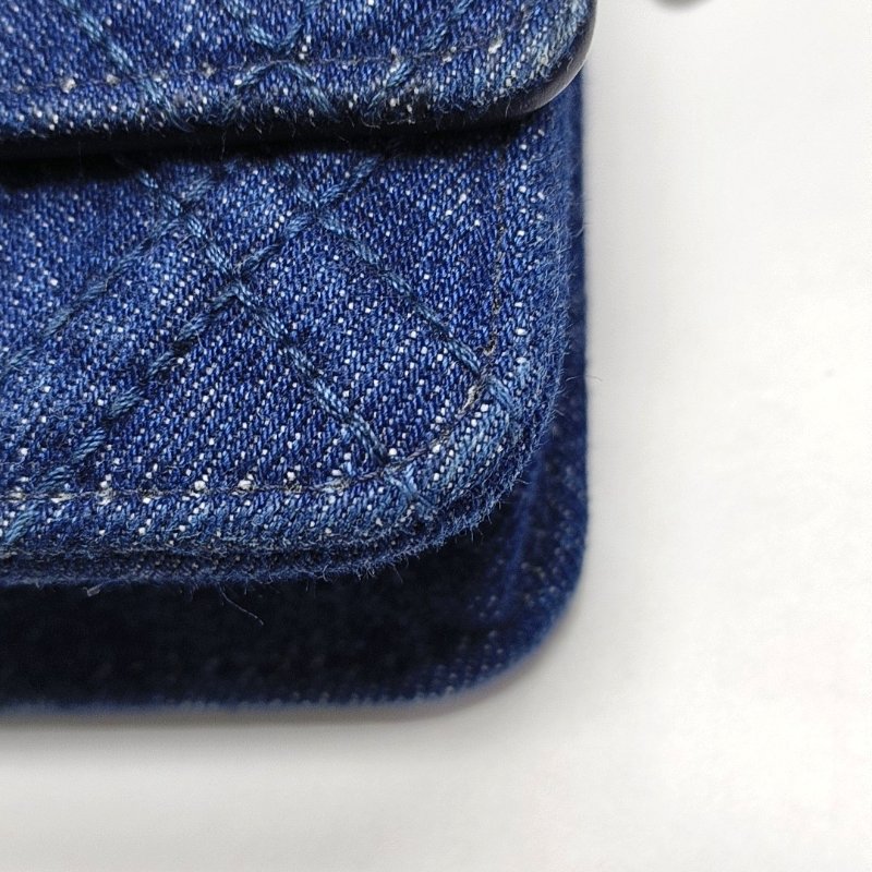 CHANEL 19 WOC深藍色牛仔布菱格紋絎縫斜挎包手提包單肩包 金色銀色釕色五金-11