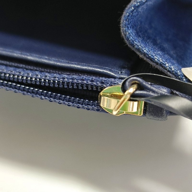 CHANEL 19 WOC深藍色牛仔布菱格紋絎縫斜挎包手提包單肩包 金色銀色釕色五金-13