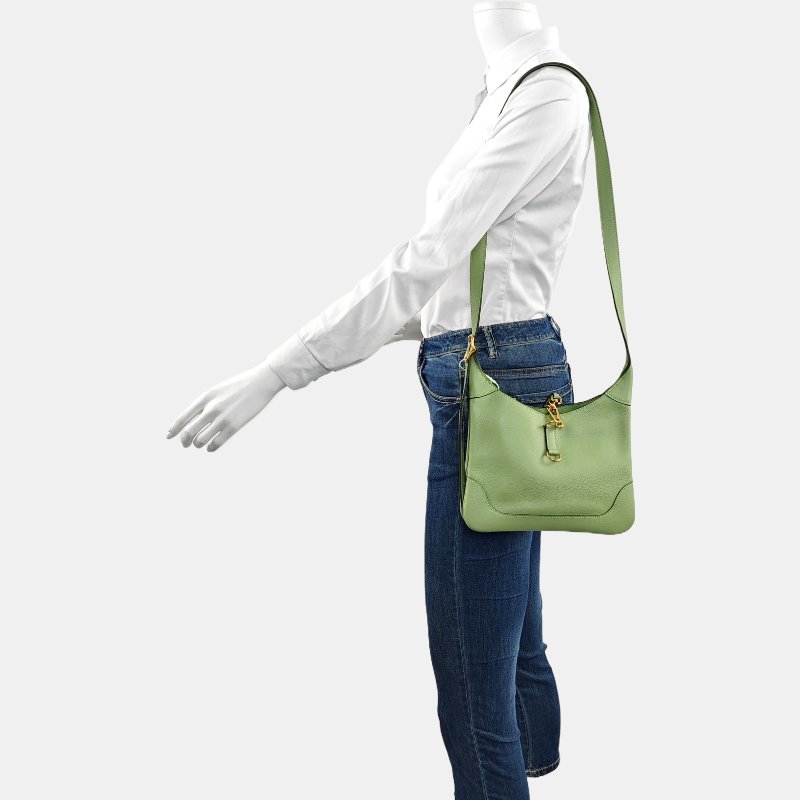 HERMÈS Trim 24牛油果綠Evercolor牛皮斜挎包單肩包 金色五金 Y刻 9.9新-1