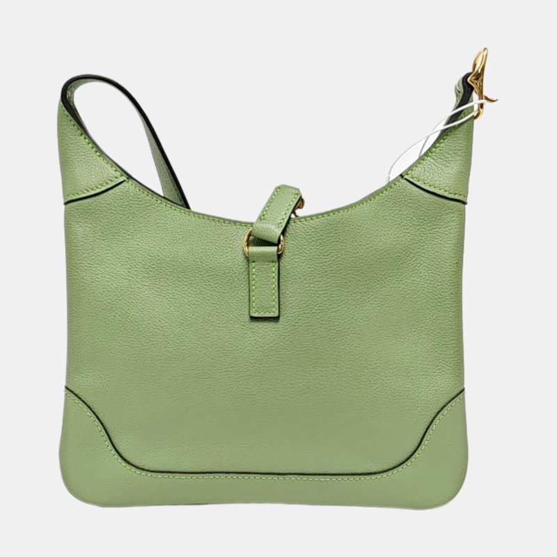 HERMÈS Trim 24牛油果綠Evercolor牛皮斜挎包單肩包 金色五金 Y刻 9.9新-4