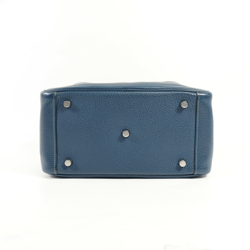 HERMES Clemence皮革Lindy 26銀扣手挽肩背兩用袋Bleu Colvert/Turquoise-3