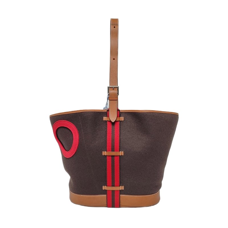 HERMES 可卡因毛氈單肩包 銀色五金 K刻-0