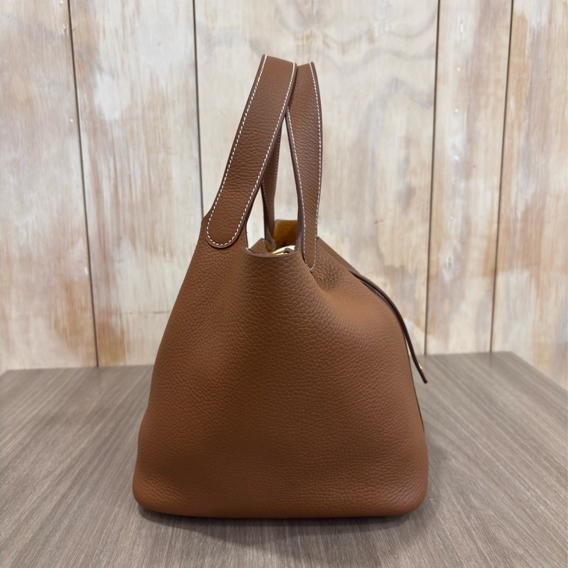 HERMES TC PICOTIN 22 37金棕色 U刻 金釦 TC皮 手提包 水桶包 菜籃包 菜籃子-1