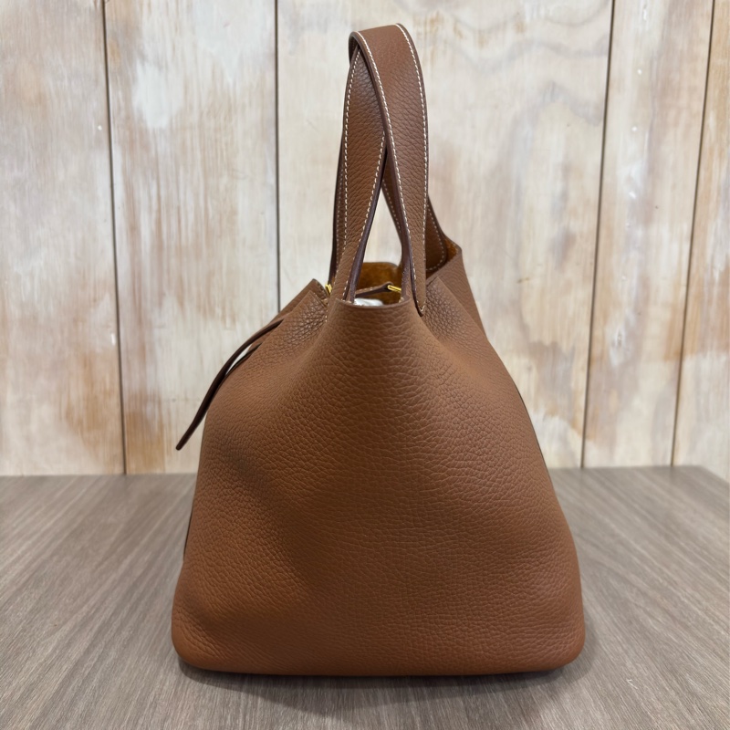 HERMES TC PICOTIN 22 37金棕色 U刻 金釦 TC皮 手提包 水桶包 菜籃包 菜籃子-3